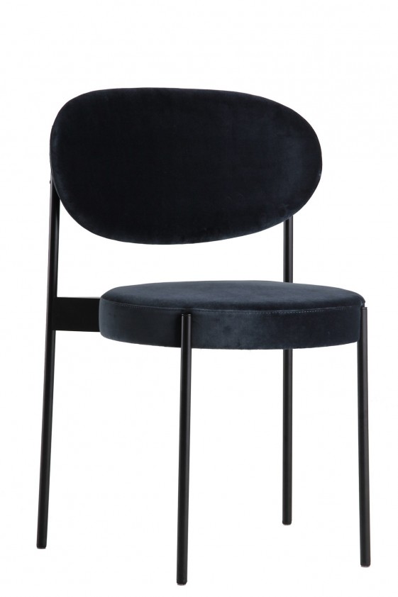 Verpan chaise SERIES 430 en tissus Kvadrat Raf SIMONS Harald 3 bleu ou vert, design Verner PANTON