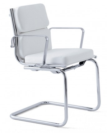 Fauteuil visiteur rembourré LIGHT pied luge en cuir à accoudoirs 