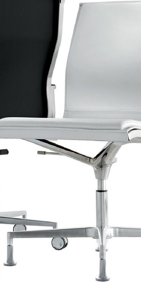 Chaise de bureau exécutive NULITE pivotant sans roulettes cuir ou tissu