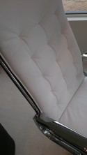 Chaise longue + repose pied TAYLORD LUXY cuir pleine fleur blanc