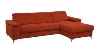 Canapé d'angle KAYNE tissu ou cuir avec chaise longue et têtières