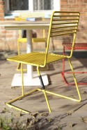 Ensemble table de jardin TINA carrée 100 cm et 4 chaises, métal acier de couleur et bois massif