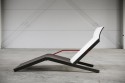 RÉ, chaise longue design contemporain extérieur pour terrasse en aluminium de couleur et tissu