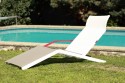 ALVA, chaise longue design contemporain extérieur pour terrasse en aluminium de couleur et tissu
