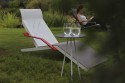 ALVA, chaise longue design contemporain extérieur pour terrasse en aluminium de couleur et tissu