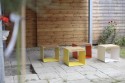 Petite table basse extérieur de terrasse ROYAN en métal aluminium de couleur et en bois massif