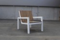 Petit fauteuil extérieur de jardin LAUREDE en métal acier de couleur et en bois massif