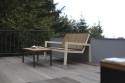 Table basse LAUREDE rectangulaire 90 cm pour jardin en métal acier de couleur et en bois massif