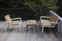 Table basse PORQUEROLLES rectangulaire 90 cm pour jardin en métal acier de couleur et en bois massif