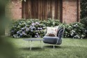 Salon de jardin MAJ, canapé 2 places, fauteuil, table basse et petite table haute, acier de couleur et tissu outdoor
