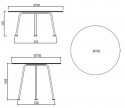 Table basse ronde 70 cm MAJ extérieur de jardin en métal acier de couleur et plateau en HPL