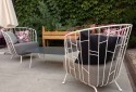 Table basse rectangulaire 100 cm DEAUVILLE extérieur de jardin en métal acier de couleur et plateau en HPL