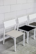Chaise CANNES , extérieur de jardin en métal aluminium de couleur, assise en tissu outdoor Batyline, dossier en HPL