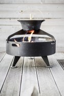 Brasero grill rond 60 cm de sol à poser avec chaudron pour terrasse, en acier inoxydable