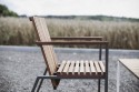 Petit fauteuil de table extérieur de terrasse AIX en métal acier de couleur et bois massif