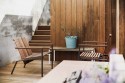 Fauteuil lounge extérieur de terrasse AIX en métal acier de couleur et bois massif