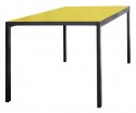 Salon de jardin CORA, table rectangle 175 cm et 4 chaises, métal aluminium de couleur, plateau de couleur et bois massif