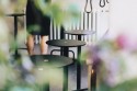 Tabouret de bar extérieur de jardin TOULOUSE BAR en acier de couleur et assise HPL de couleur, lot de 2