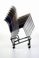 Chaise 4 pieds empilable de collectivité JAKE 100 coque de couleur, lot de 2