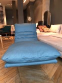 Chaise longue de relaxation ROCKYOU en cuir pleine fleur Deluxe 2 Vintage bleu canard