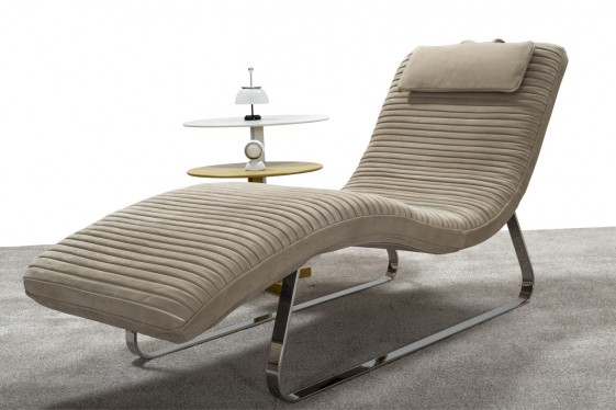 DOLCE&I, chaise longue design en cuir, tissu ou nubuck Daim