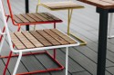 Salon de jardin, table rectangulaire CANNES, banc TOULOUSE et 4 chaises BANDOL métal acier de couleur et bois massif