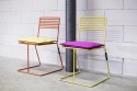 Ensemble table de jardin TINA carrée 100 cm et 4 chaises, métal acier de couleur et bois massif