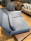 Canapé 2 places design relax assises pivotantes IDOLATION en cuir Vintage des Indes bleu