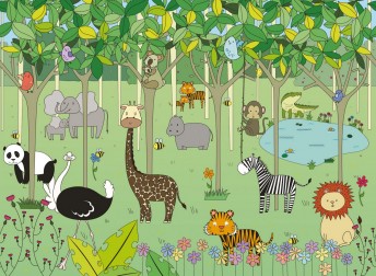 HARRY tapisserie enfants jungle illustration LONDONART