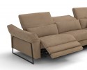 Canapé d’angle 4 places relax électrique JAHNY.L, cuir ou tissu