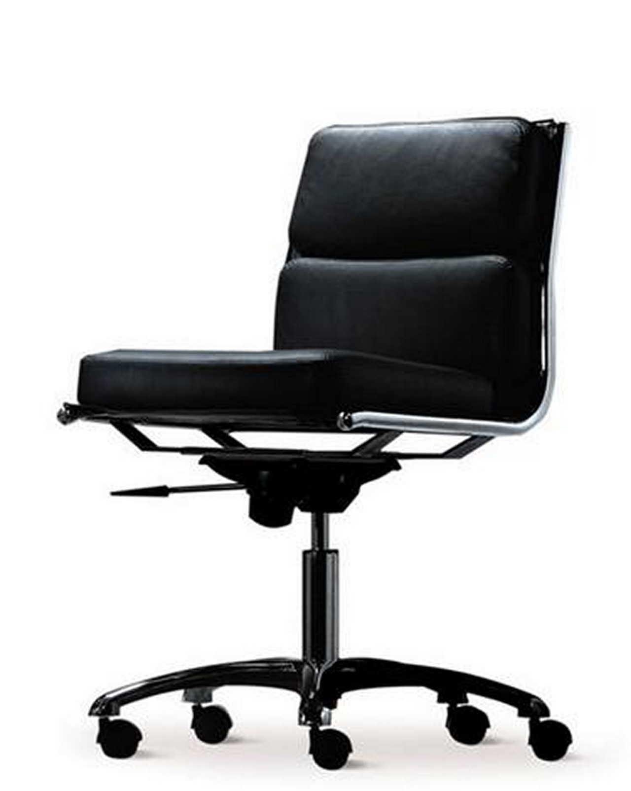 Fauteuil chaise de bureau sans roulette à arc avec accoudoirs noir