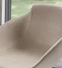 Petit fauteuil rond BASEBALL en cuir, nubuck ou tissu & bois de frêne