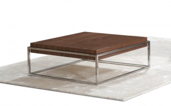 BB.SUGAR, table basse carrée en acier & bois de couleur