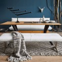 Grande table à manger rectangulaire bicolore MANT 220x100 cm, hêtre, chêne ou noyer