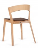 Chaise design en bois tapissée cuir ou tissu ARCWOOD
