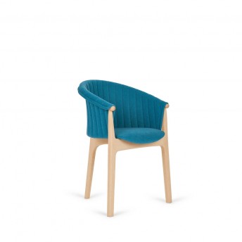 FISHBONES petit fauteuil design tapissé en bois et tissu ou cuir