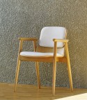 Petit fauteuil en bois semi-tapissé AXEL cuir ou tissu