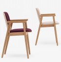 Petit fauteuil en bois semi-tapissé AXEL cuir ou tissu