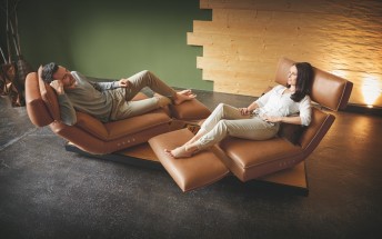 Canapé 2 chaises-longues pivotantes SMART.LOUNGE cuir ou tissu relax design 4 moteurs