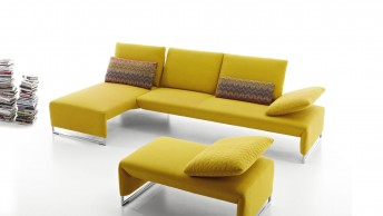 Canapé d’angle design 4 places WATSON.DT petite chaise longue, cuir ou tissu