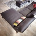 Canapé d’angle réglable 3,5 places MATT.JNR chaise longue, piètement gainé, cuir ou tissu