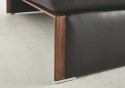 Canapé angle 3,5 places WOODY.D chaise longue piètement gainé, cuir ou tissu et bois