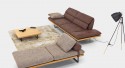 AIR.SEAN.WOODY, petite chaise longue lit de jour cuir ou tissu base bois