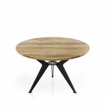 Table à manger ronde TABLE.SEAN.1 diamètre 130 cm, hêtre, chêne ou noyer, piètement origami