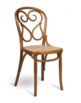 Chaise bistrot en bois courbé assise paille de Vienne, bois ou tapissée cuir ou tissu, dos volutes
