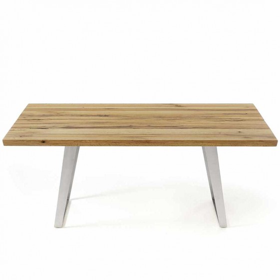 Table rectangulaire TABLE.SEAN.3 180x90 cm, plateau bois massif hêtre, chêne ou noyer