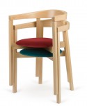 HORSEWOOD fauteuil minimaliste en bois assise tapissée cuir ou tissu