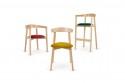 HORSEWOOD fauteuil minimaliste en bois assise tapissée cuir ou tissu
