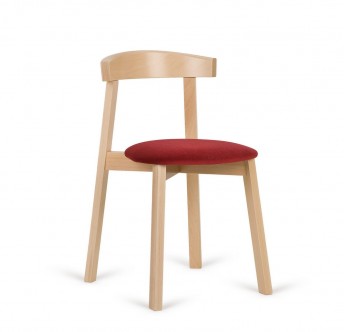 Chaise design en bois minimaliste HORSEWOOD tapissée cuir ou tissu