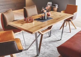 Table à manger rectangulaire GERBOIS, plateau hêtre, chêne, HPL ou céramique